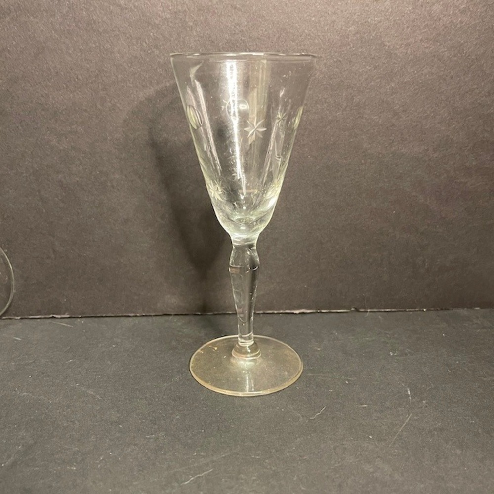 Vintage Wheel Cut Etched Crystal‎ Stemware Starburst Floral Glasses Set of 3 - Picture 5 of 8